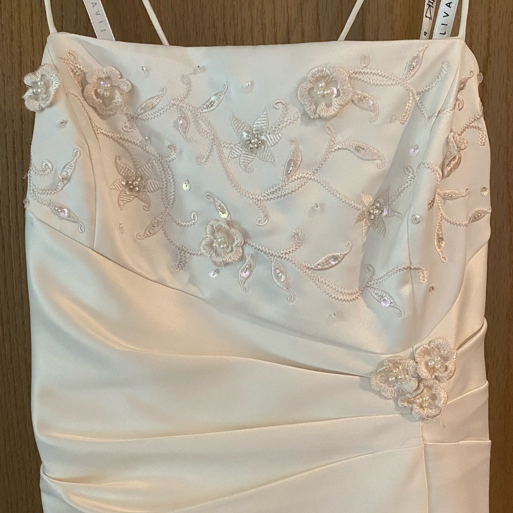 Niki Lavis Full Length Prom Dress. Cream color. Pre-owned. Excellent condition.